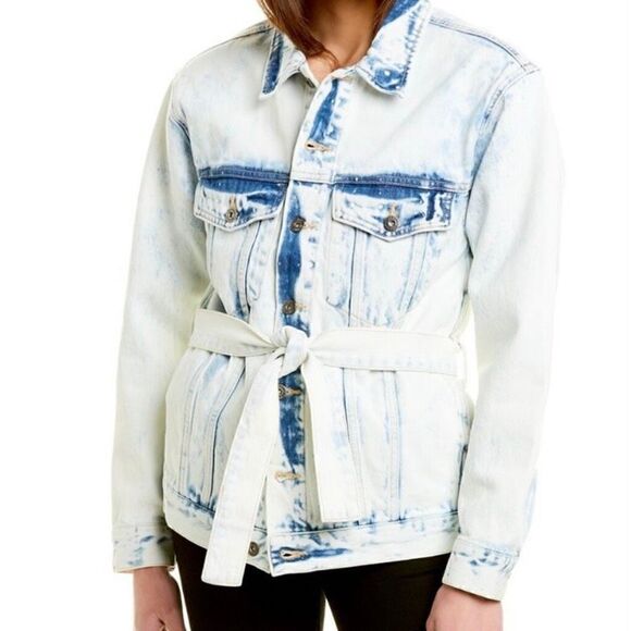 Bardot Oversize Tie Dye Denim Jacket Size 4 - Picture 3 of 15